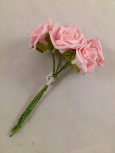 Rose en mousse 6 cm rose (7 p.)